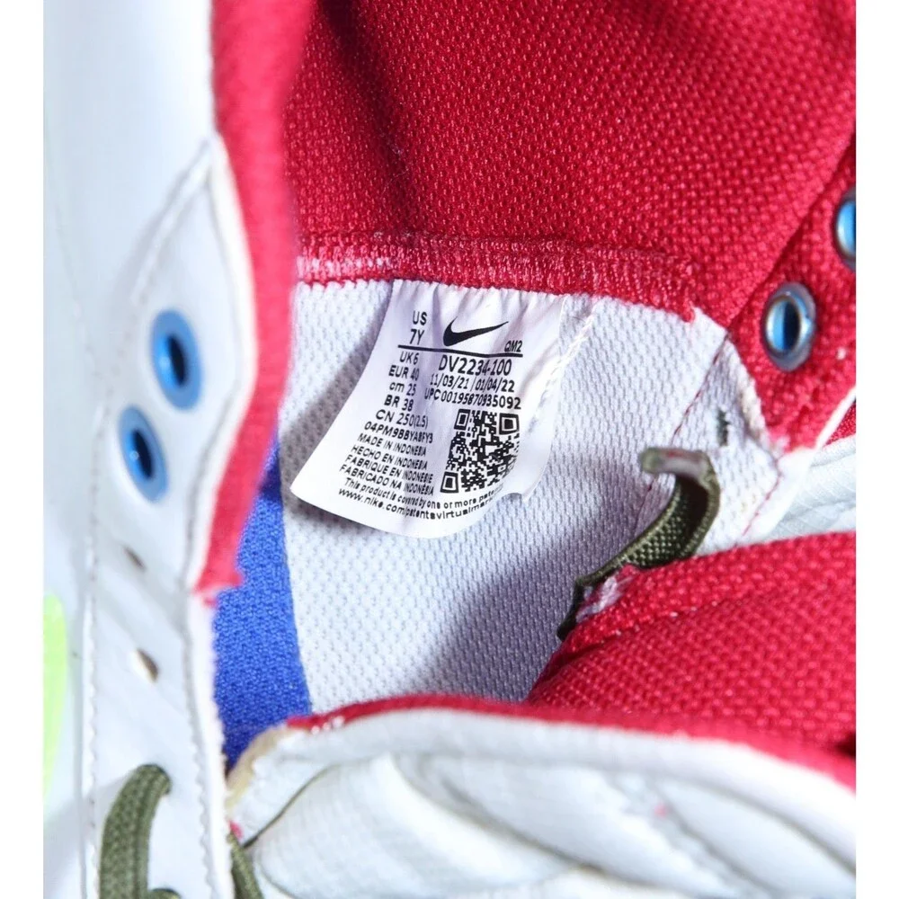 Nike Blazer Mid 77 GS White Volt Royal DV2234-100 Sz 7Y Womens 8.5